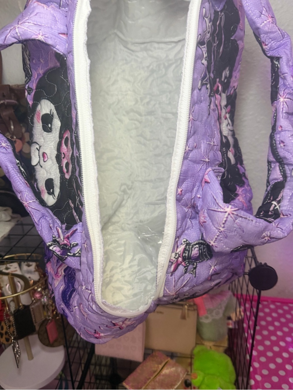Kuromi Purple Quilted Duffel Bag - Picture 6 of 6